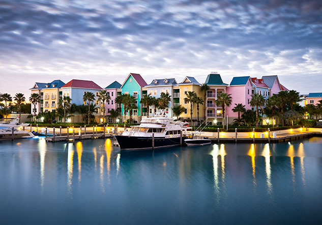 Tropical Caribbean Harbor Marina and Yacht in the Bahamas