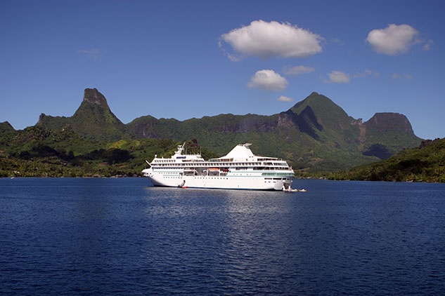 Cruise ship in tropical paradise