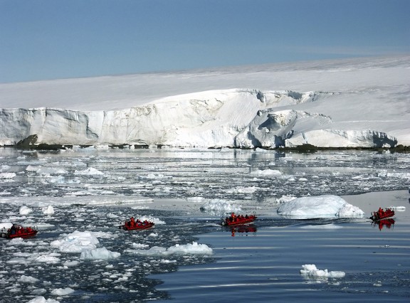 Zodiac small excursion boats on expedition