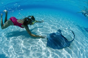 Swimmer with stingray