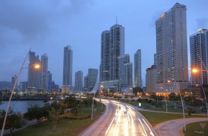 Stunning view of Panama City by the sunset.
